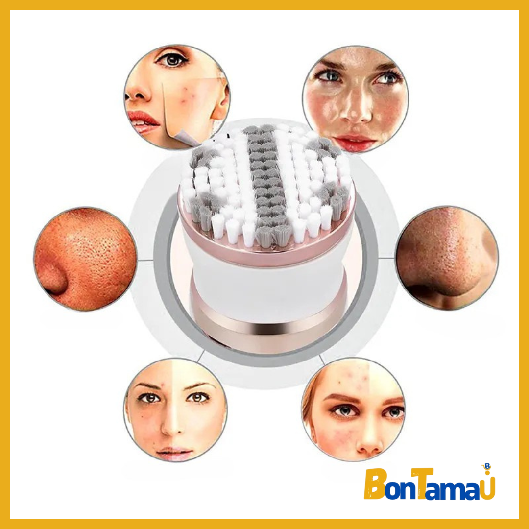 جهاز إزالة الشعر الكهربائي والمُدلك القابل لإعادة الشحن – 4 في 1 للعناية الشاملة ببشرتك